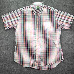 Sid Mashburn Shirt Mens XL White Plaid Short Sleeve Casual Pocket Button Down